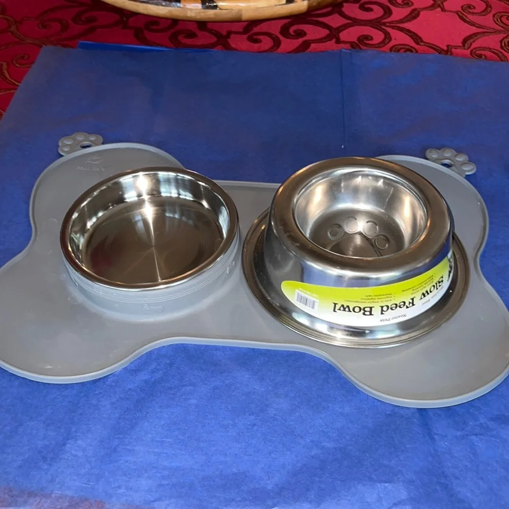 Dog food and water bowl